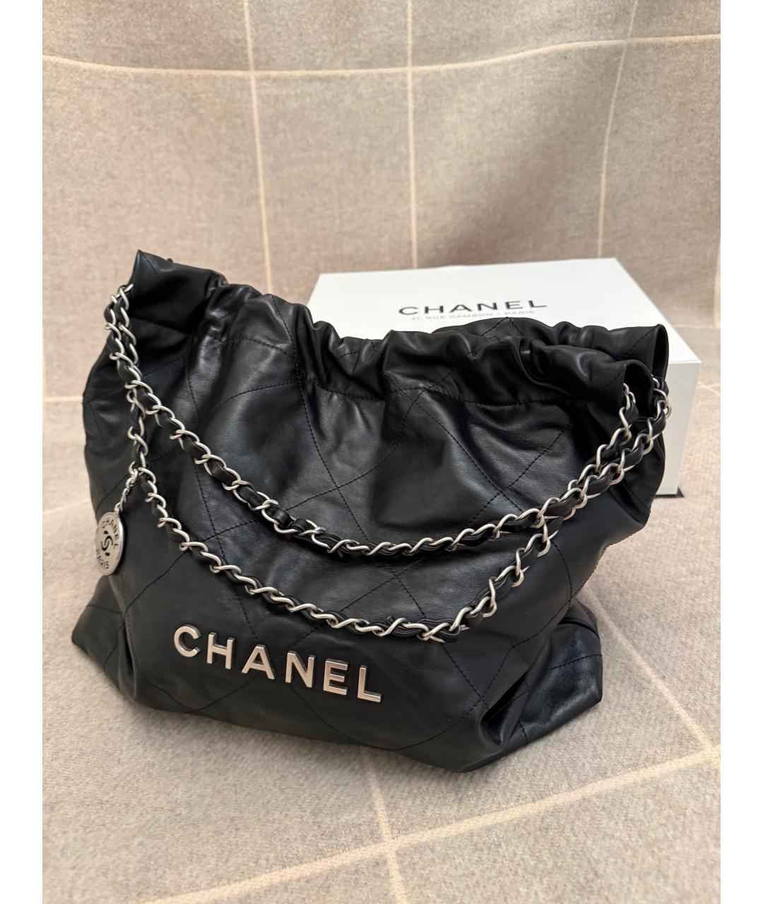 CHANEL Черная кожаная сумка через плечо, фото 7