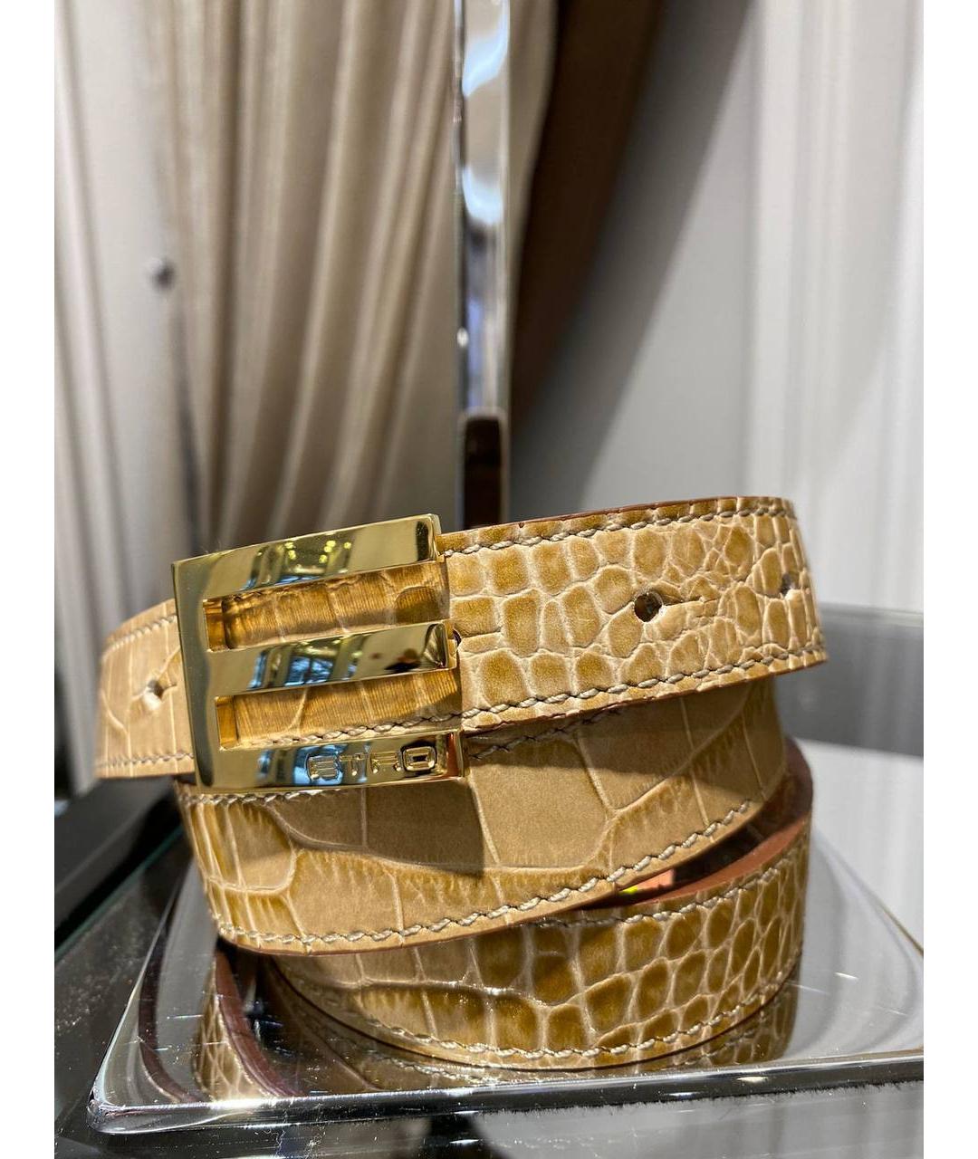 ETRO Бежевый кожаный ремень, фото 4