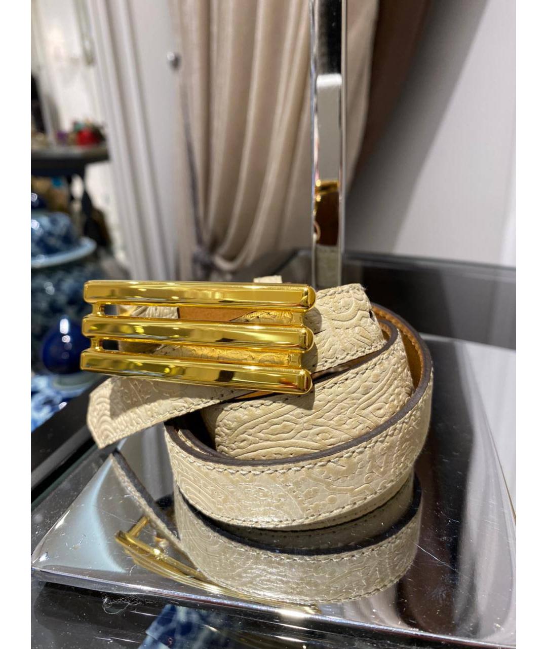 ETRO Бежевый кожаный ремень, фото 3
