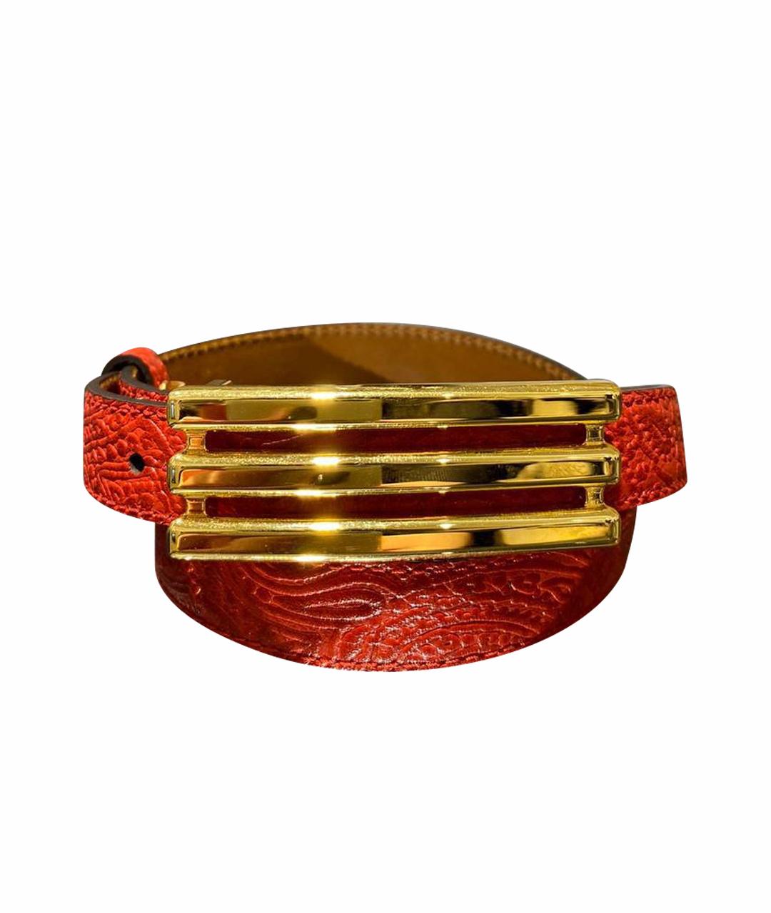 ETRO Красный кожаный ремень, фото 1