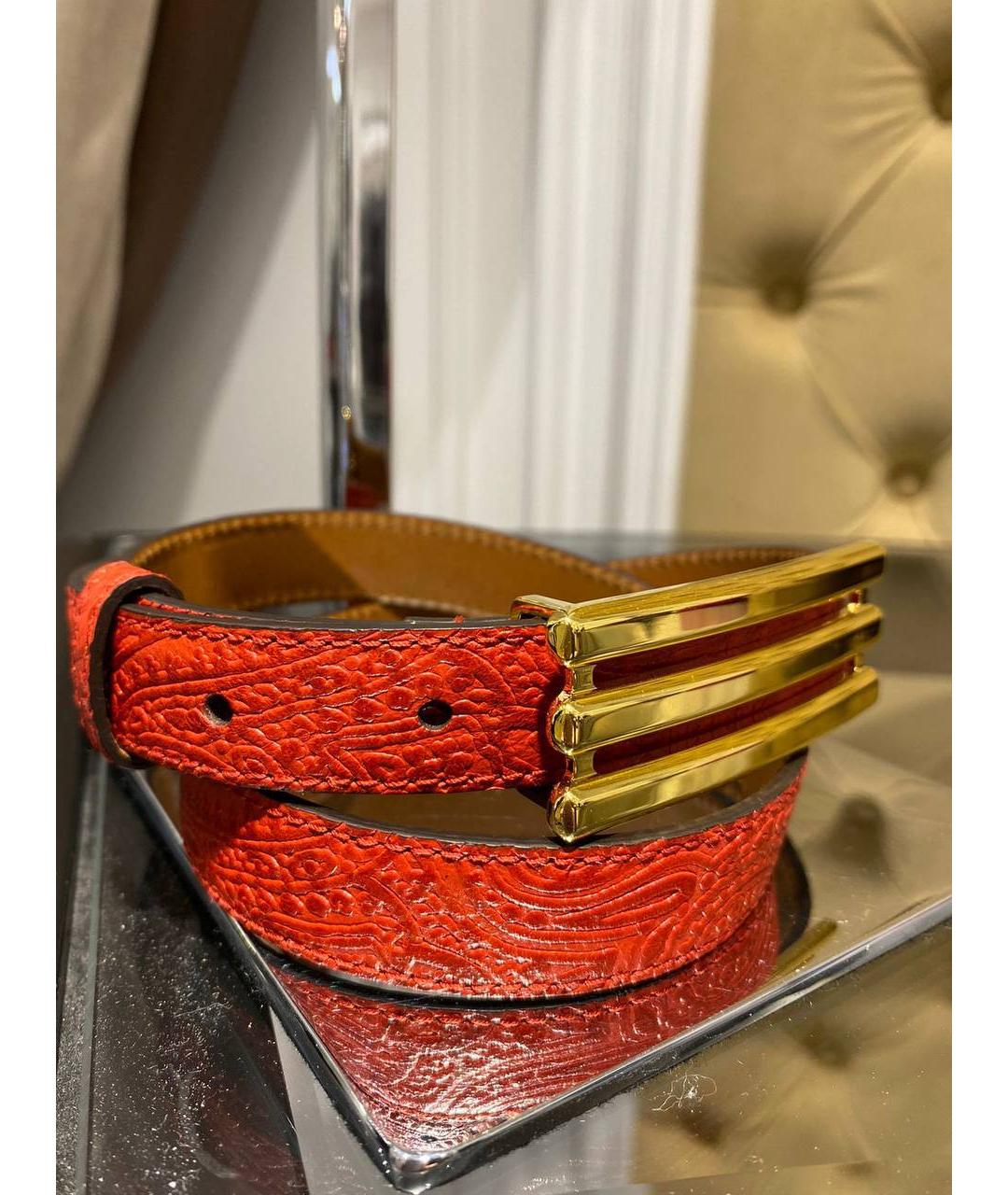 ETRO Красный кожаный ремень, фото 2