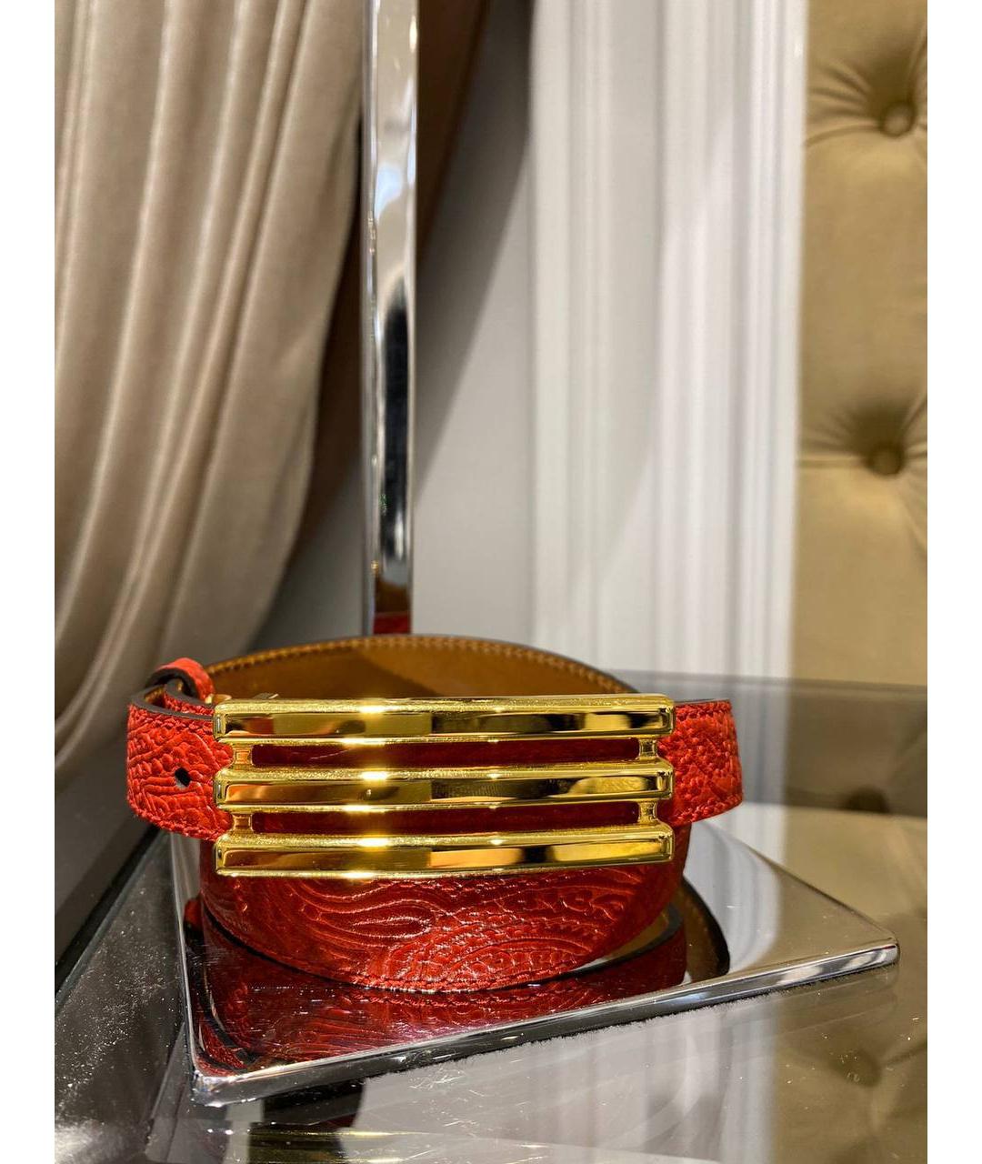 ETRO Красный кожаный ремень, фото 4