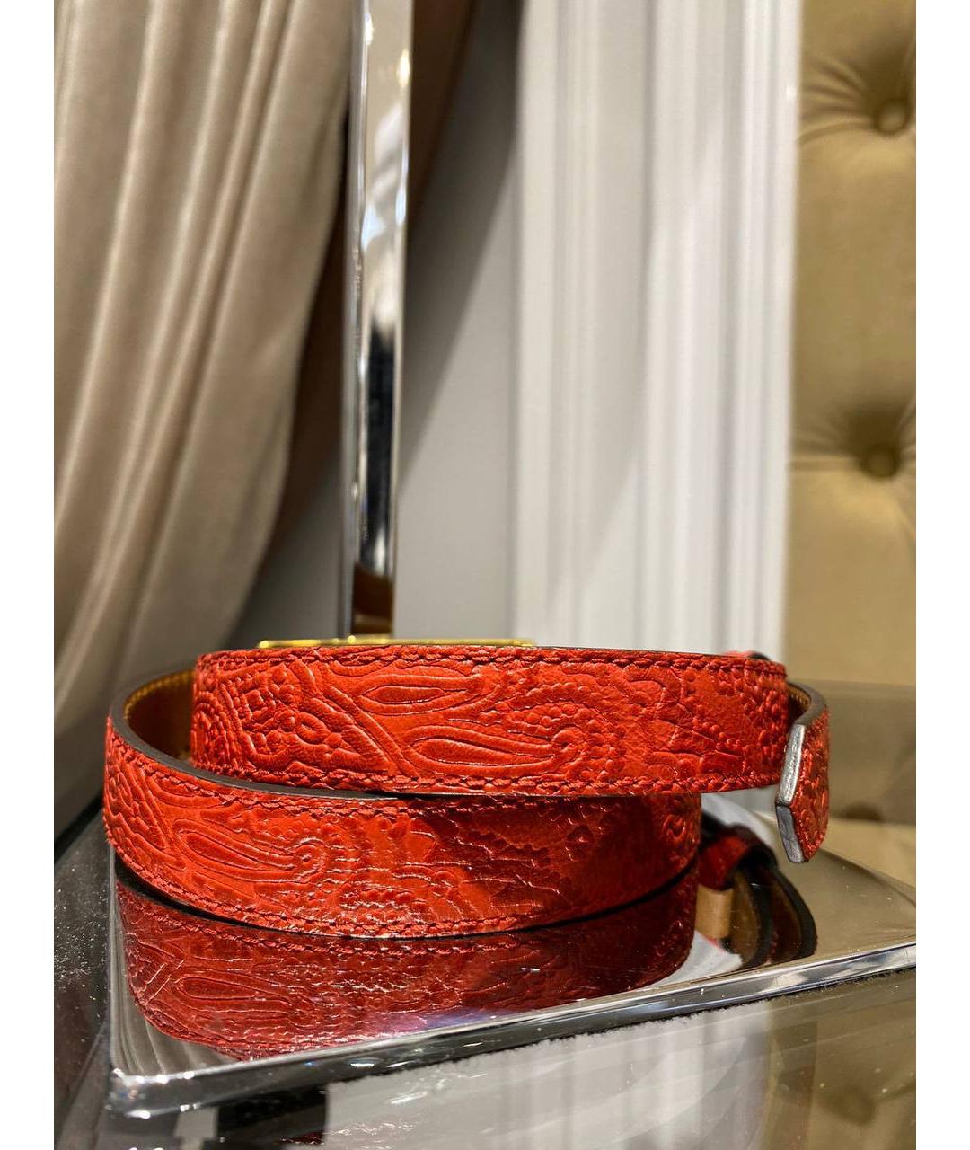 ETRO Красный кожаный ремень, фото 3