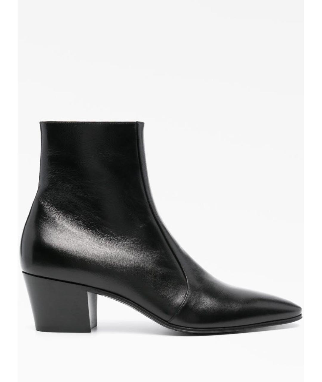 SAINT LAURENT Черные кожаные ботильоны, фото 9