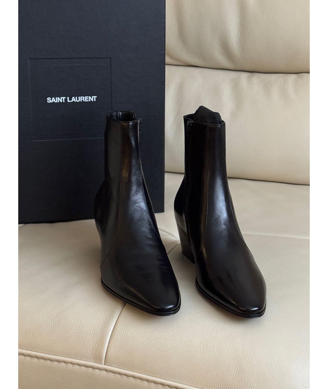 SAINT LAURENT Черные кожаные ботильоны, фото 5