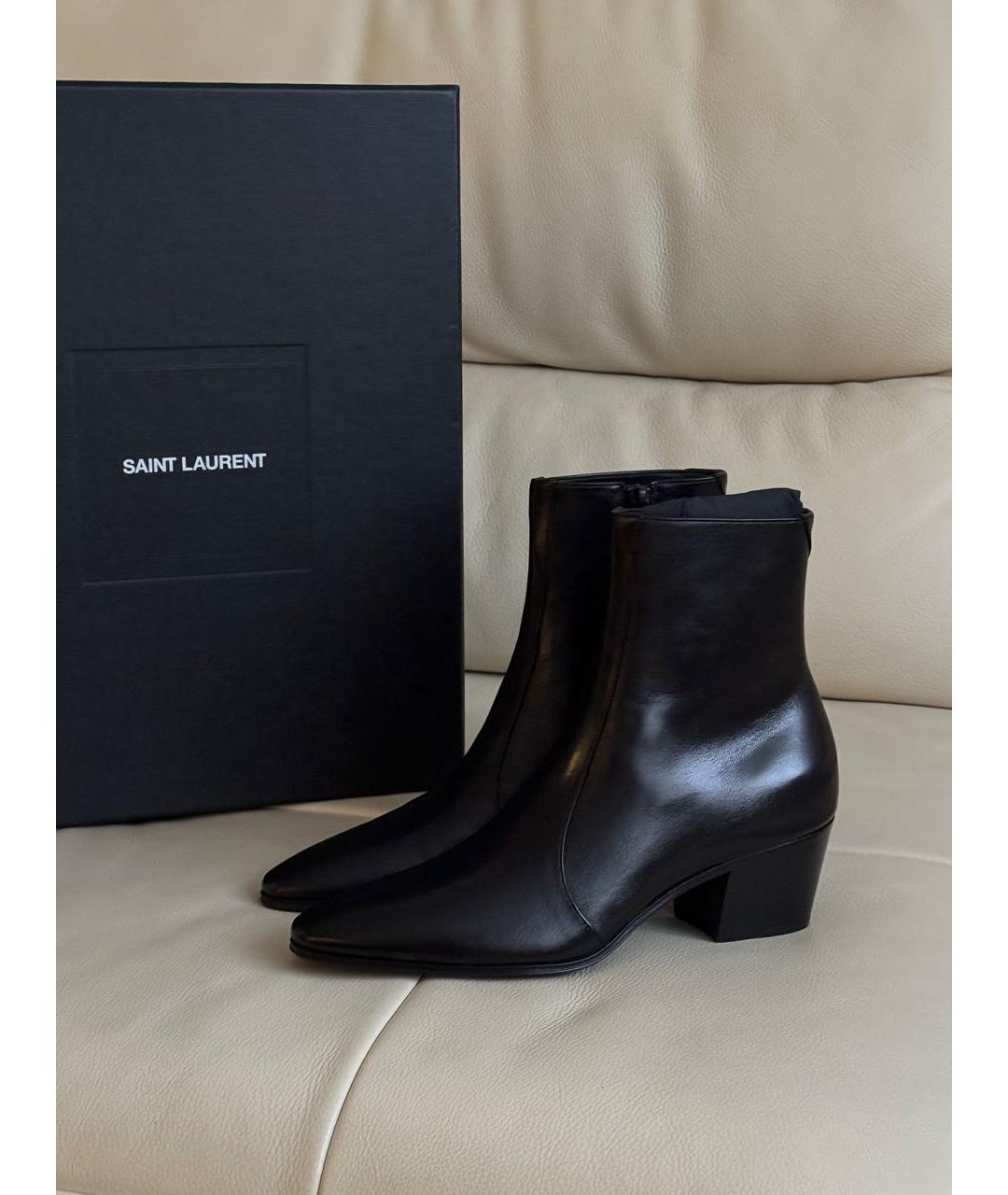 SAINT LAURENT Черные кожаные ботильоны, фото 3