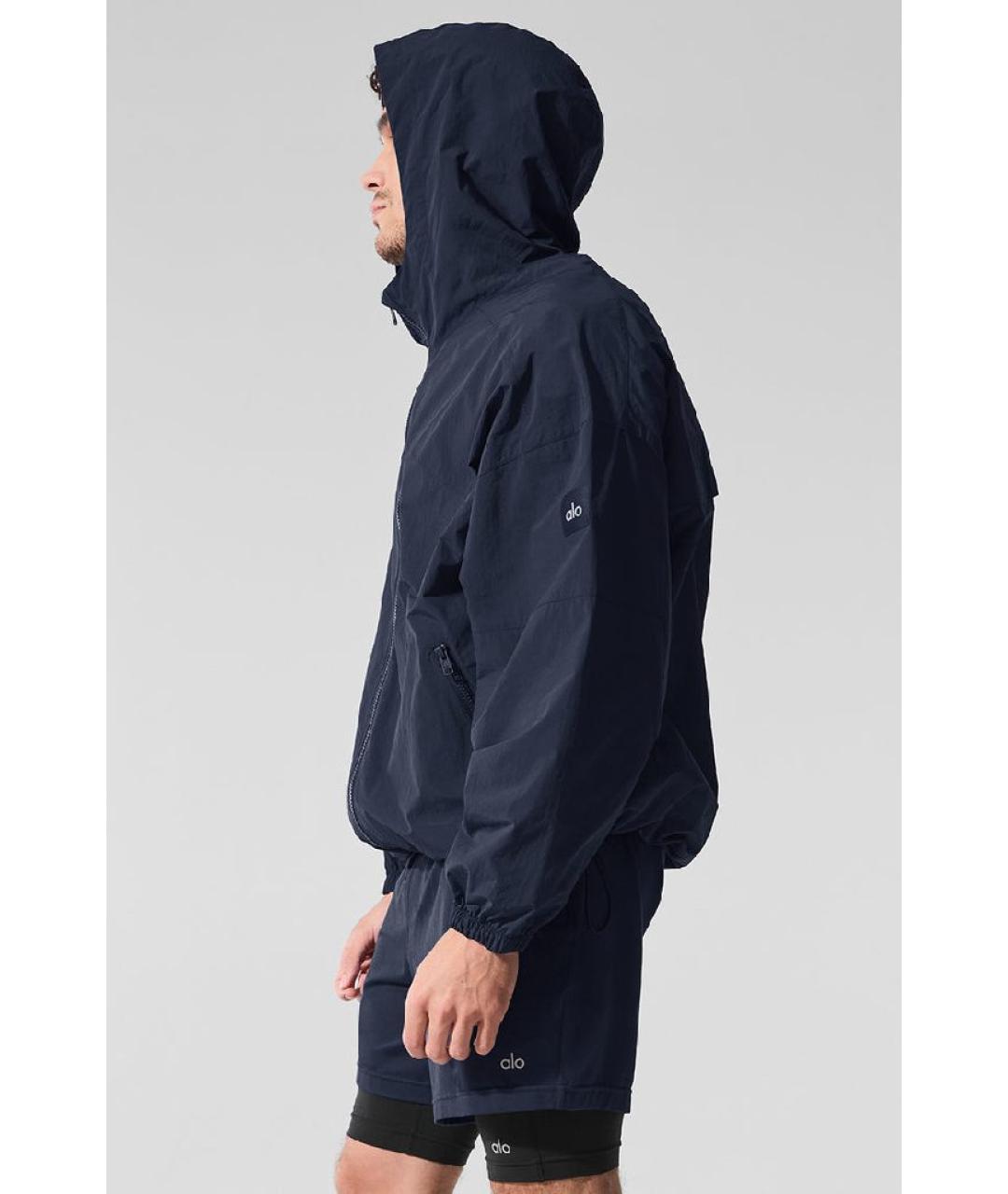 ALO YOGA Темно-синяя синтетическая спортивная куртка, фото 3