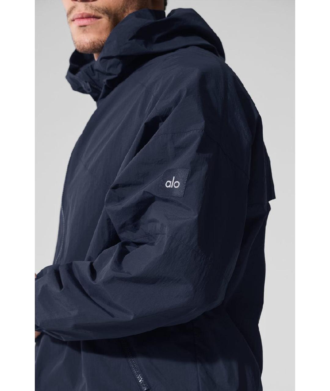 ALO YOGA Темно-синяя синтетическая спортивная куртка, фото 5