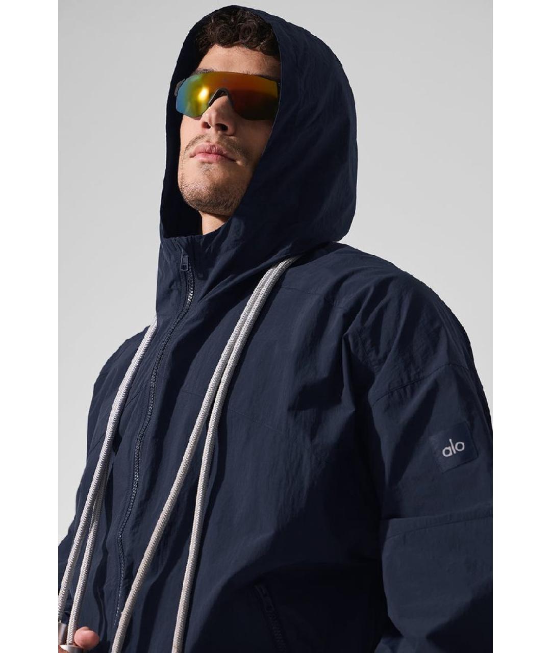 ALO YOGA Темно-синяя синтетическая спортивная куртка, фото 6