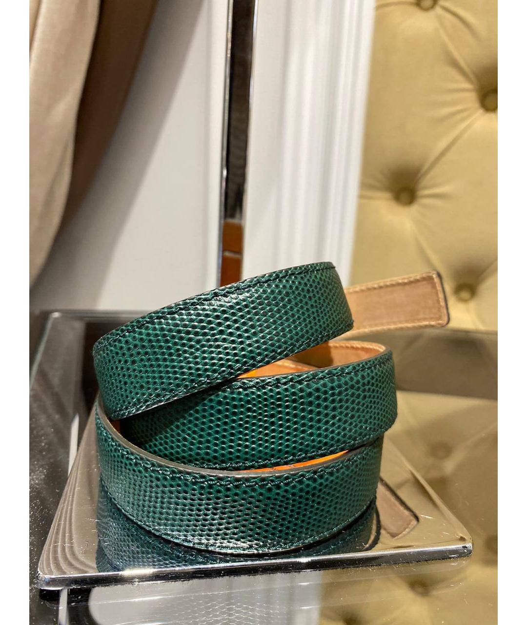 ETRO Зеленый кожаный ремень, фото 3