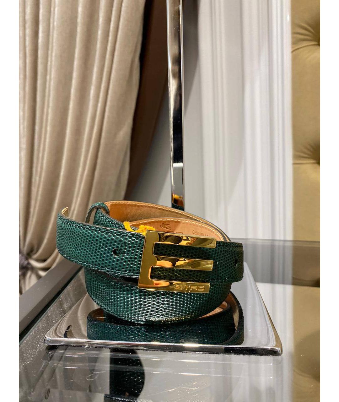 ETRO Зеленый кожаный ремень, фото 4