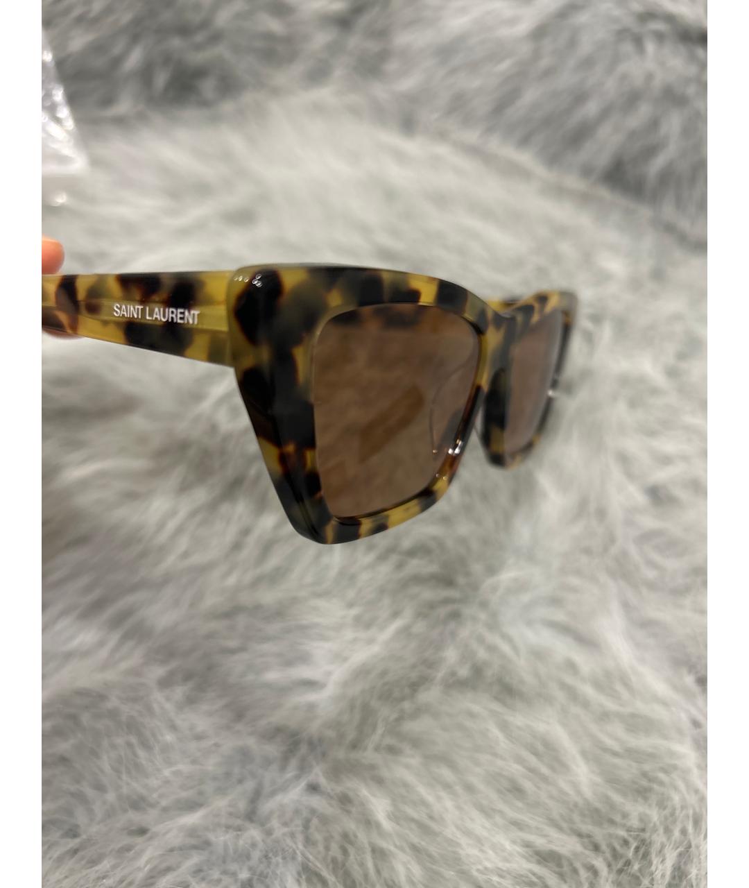 SAINT LAURENT Коричневые пластиковые солнцезащитные очки, фото 3