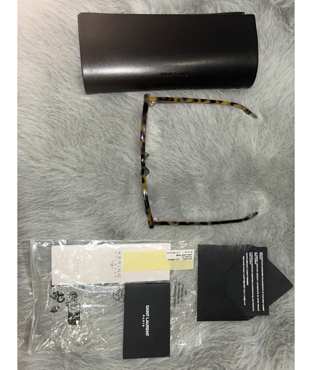 SAINT LAURENT Коричневые пластиковые солнцезащитные очки, фото 4