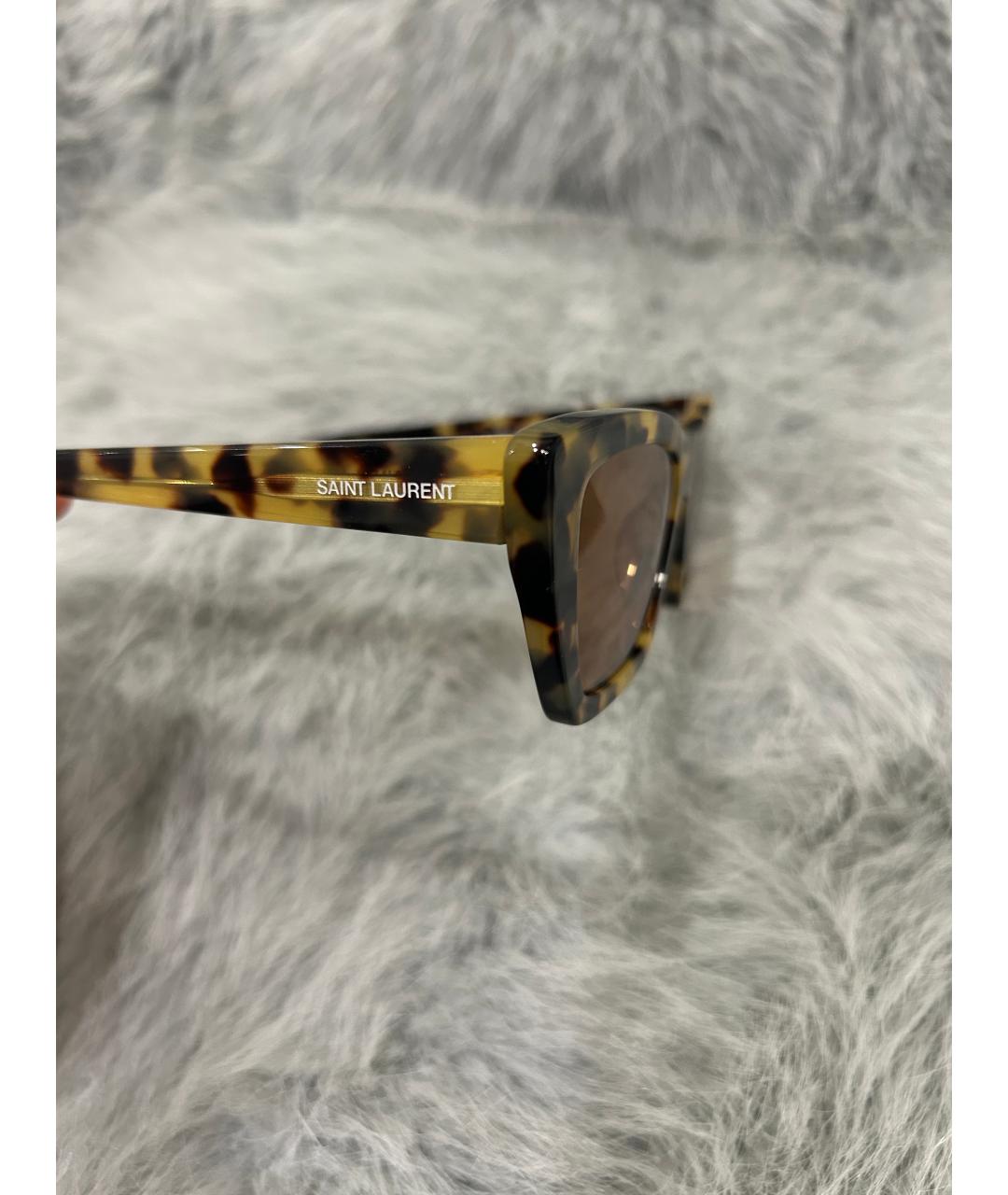 SAINT LAURENT Коричневые пластиковые солнцезащитные очки, фото 2