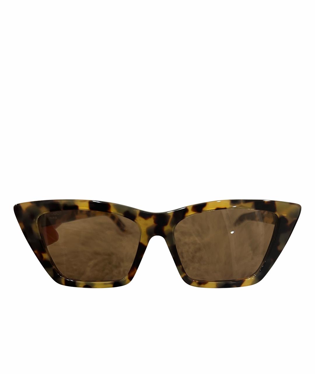 SAINT LAURENT Коричневые пластиковые солнцезащитные очки, фото 5