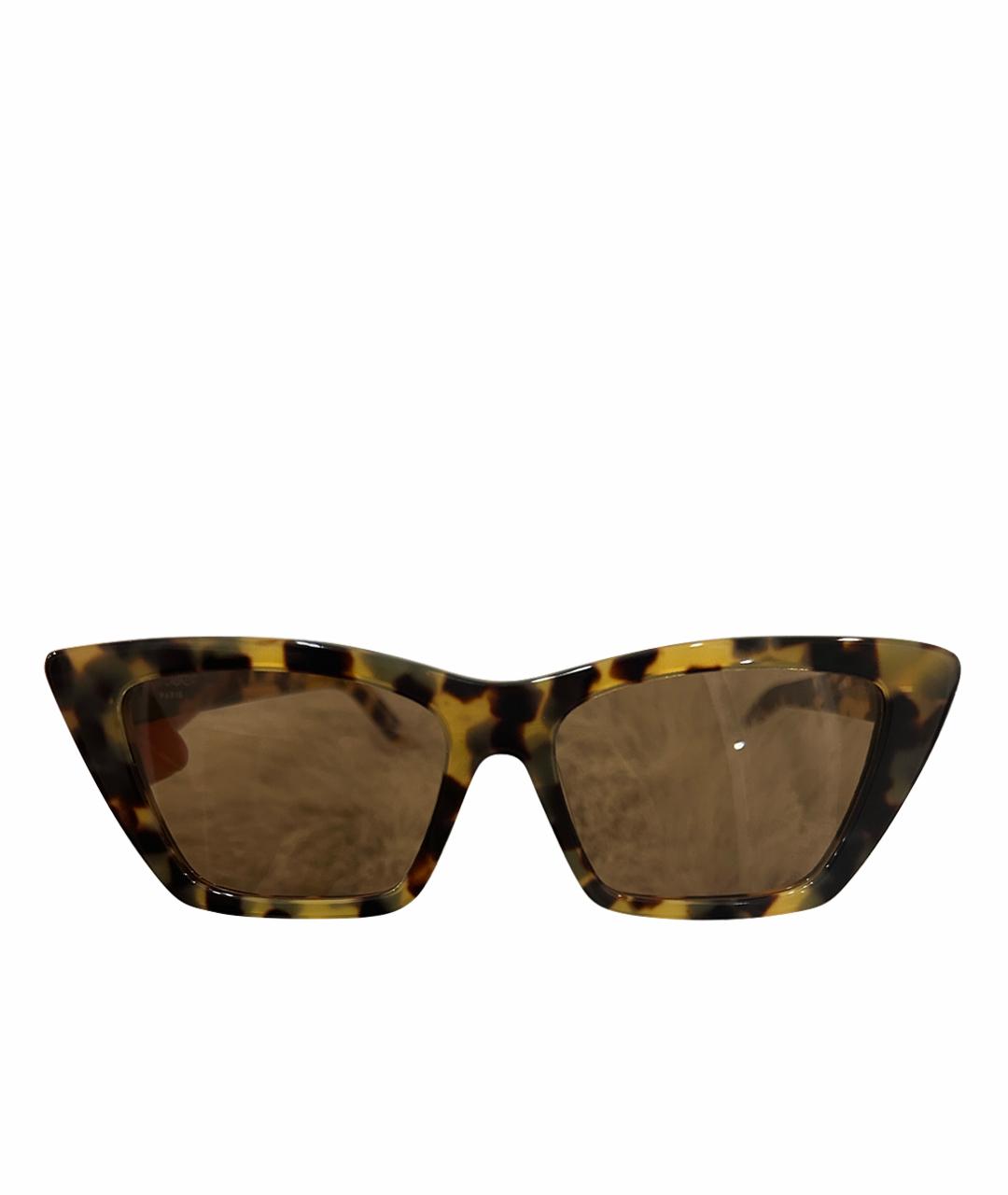 SAINT LAURENT Коричневые пластиковые солнцезащитные очки, фото 1