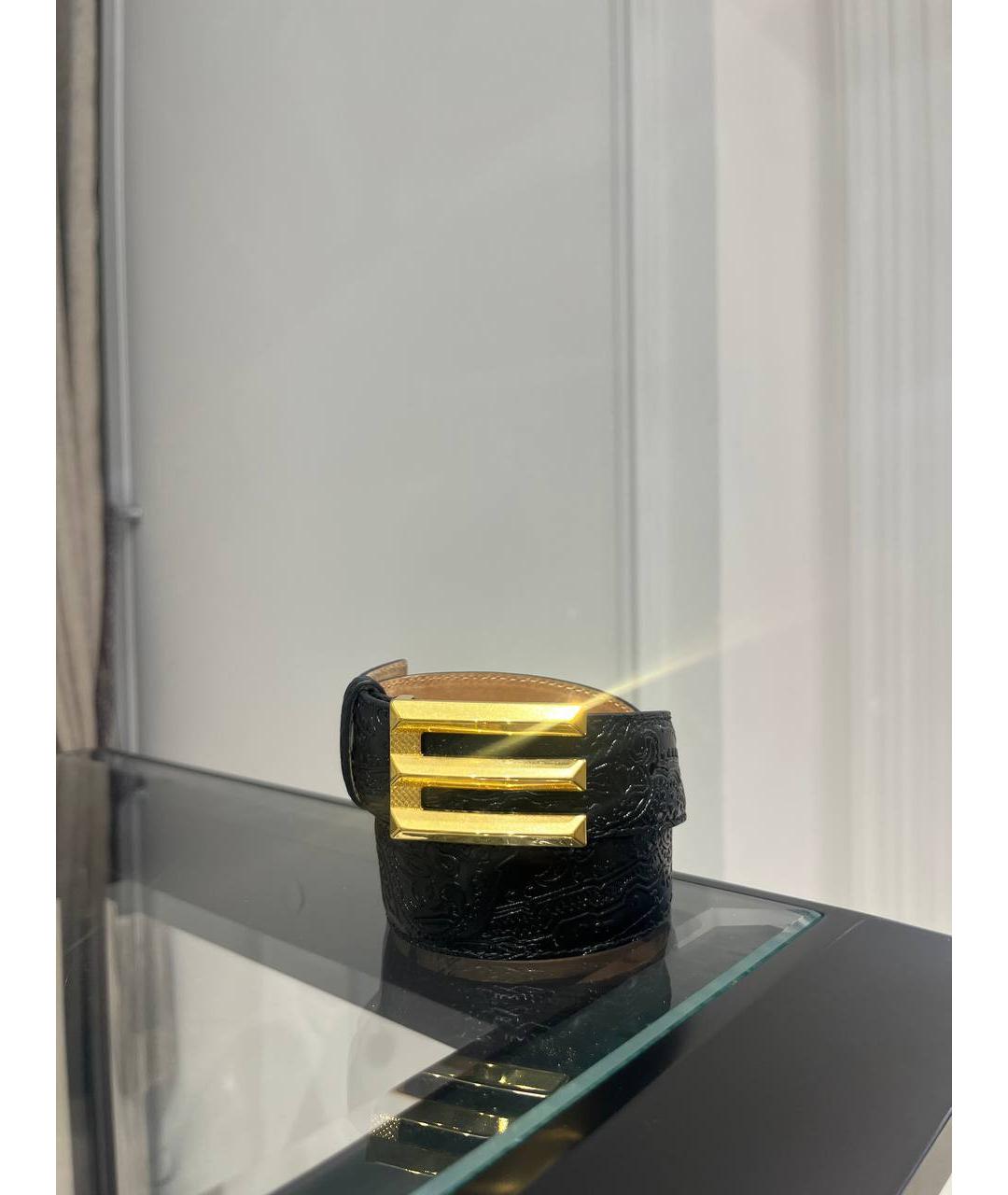 ETRO Черный кожаный ремень, фото 2