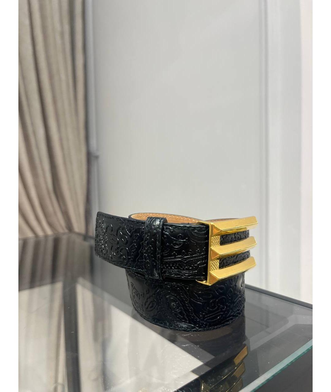 ETRO Черный кожаный ремень, фото 3