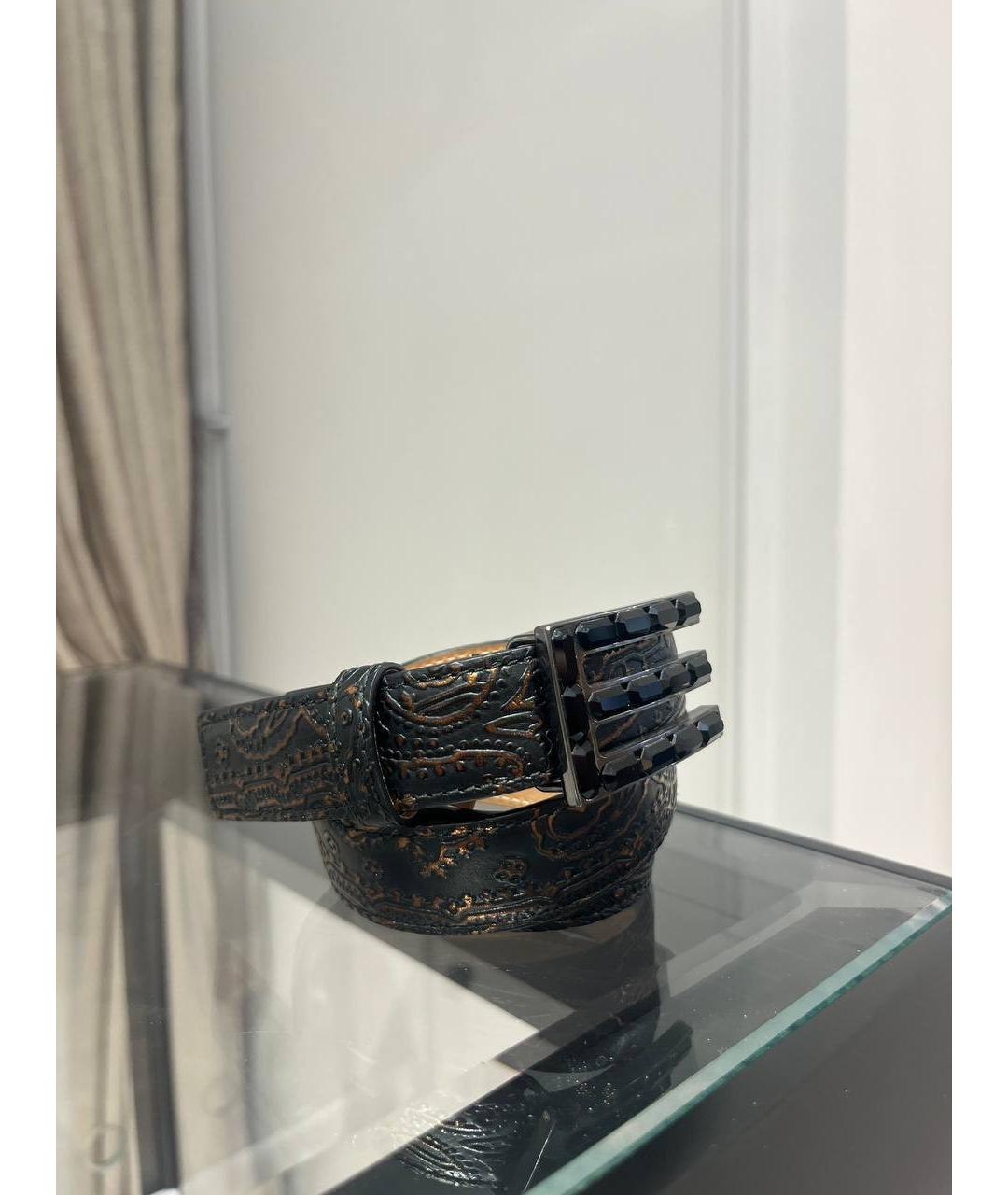 ETRO Черный кожаный ремень, фото 3