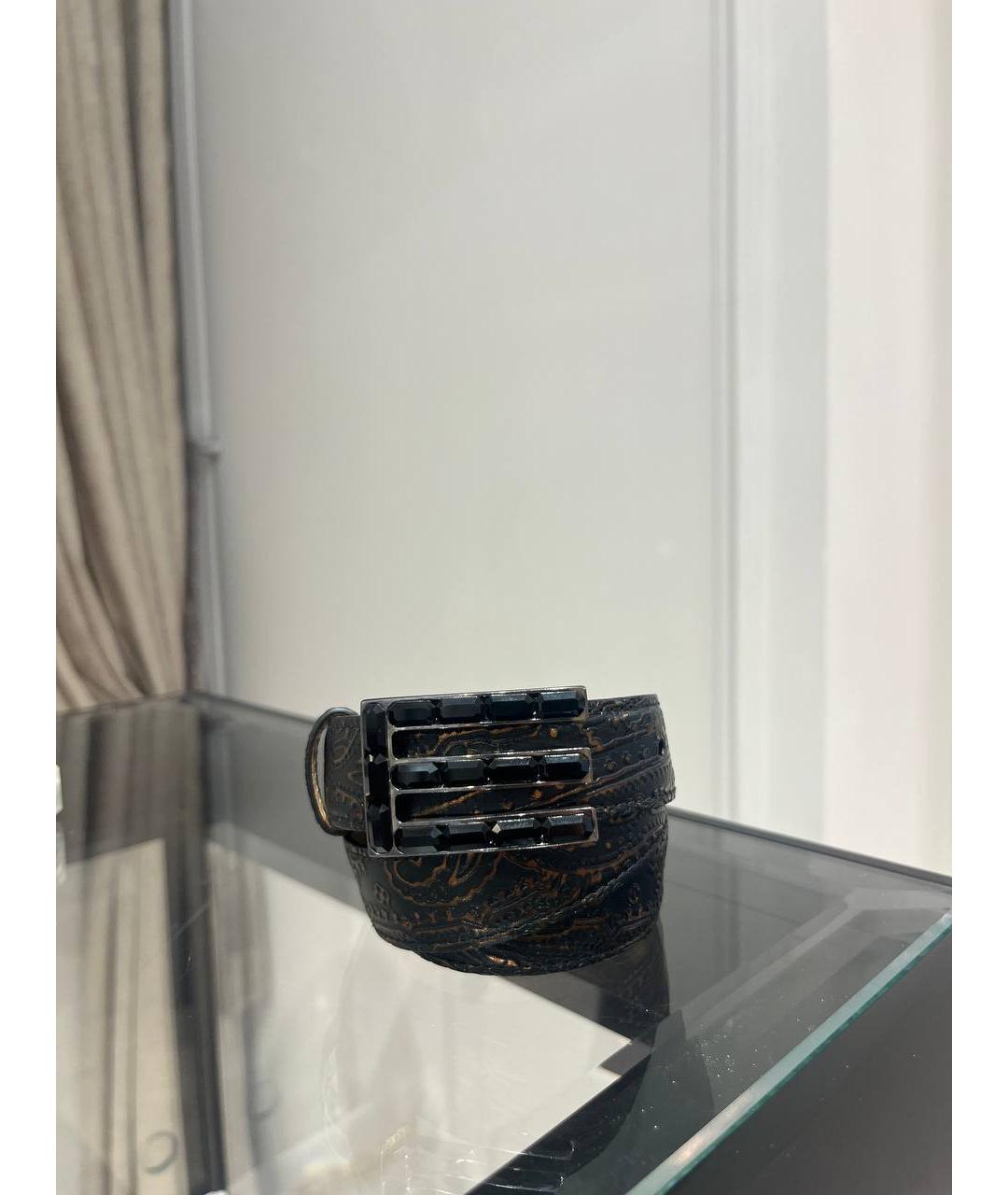 ETRO Черный кожаный ремень, фото 4