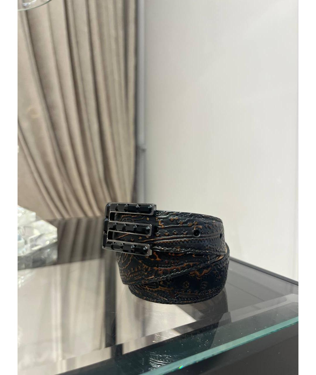 ETRO Черный кожаный ремень, фото 2