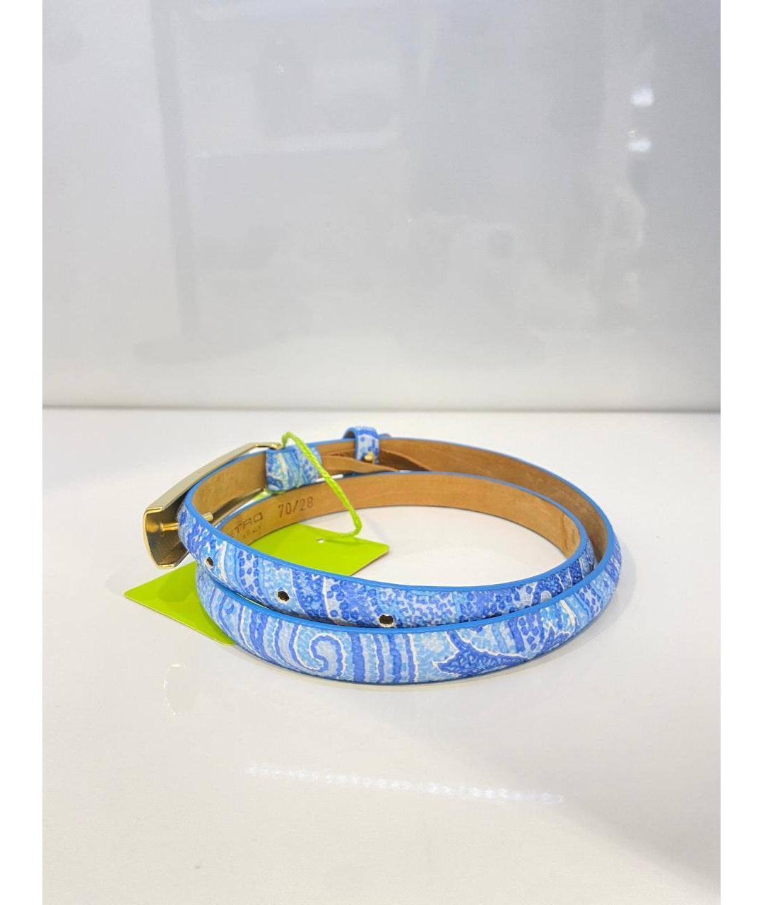 ETRO Голубой кожаный ремень, фото 3