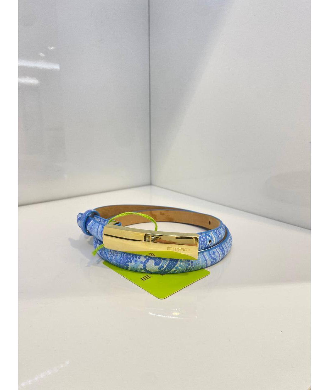 ETRO Голубой кожаный ремень, фото 4