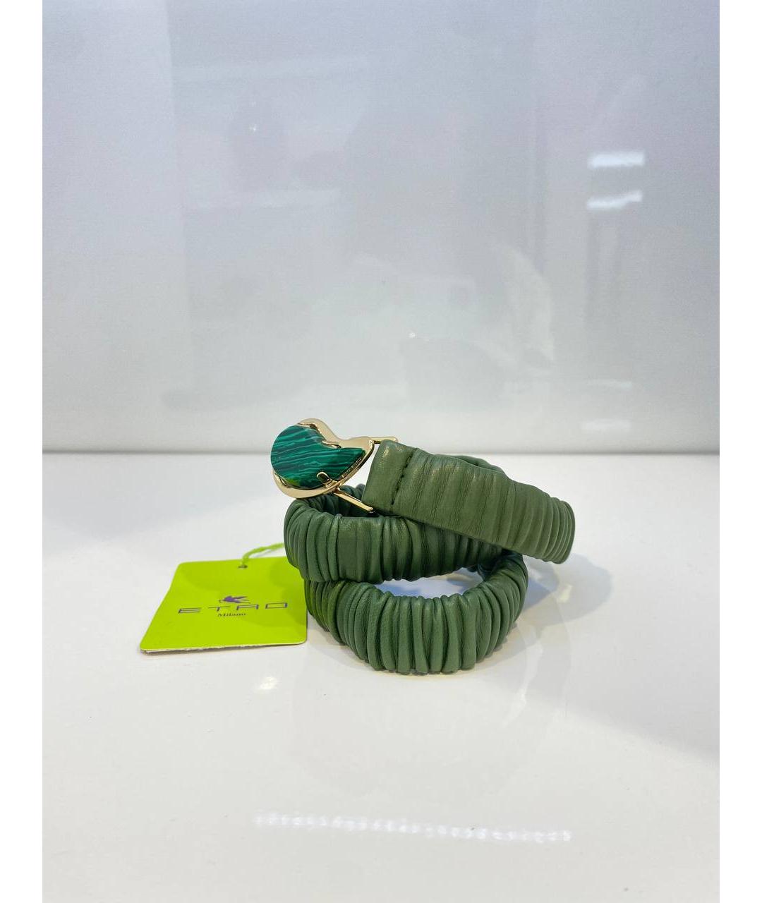 ETRO Зеленый кожаный ремень, фото 3