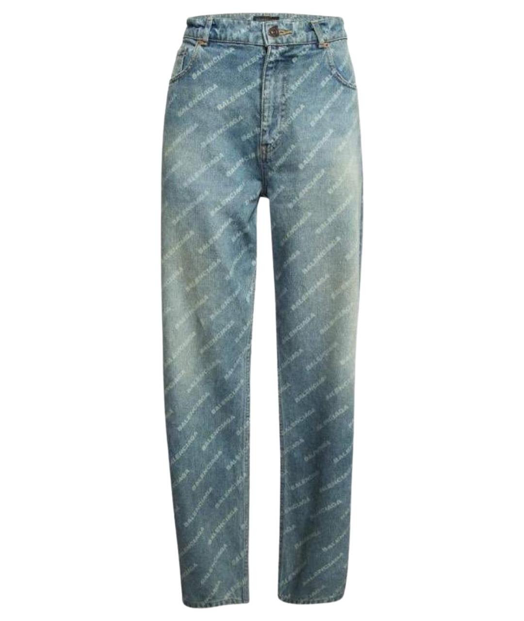 BALENCIAGA Голубые хлопковые прямые джинсы, фото 1