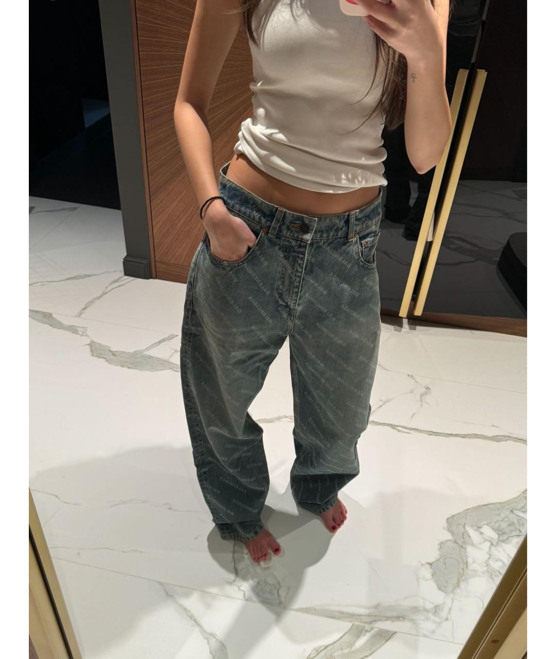 BALENCIAGA Голубые хлопковые прямые джинсы, фото 6