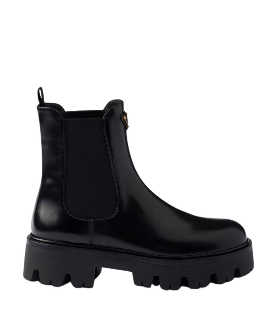 PRADA Черные кожаные полусапоги, фото 1