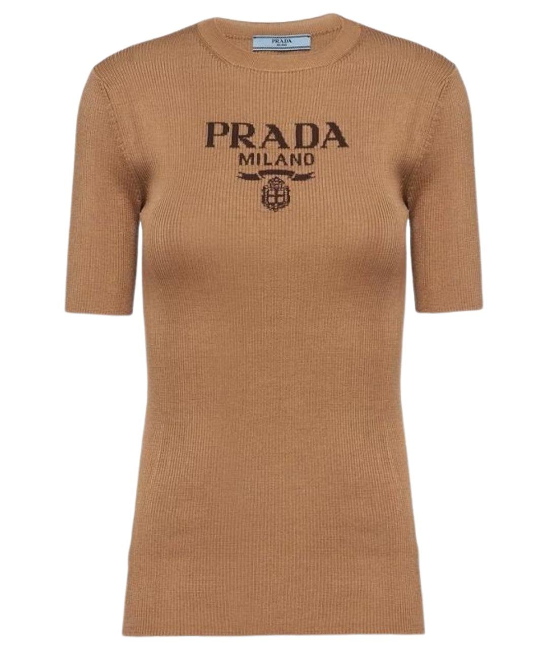 PRADA Коричневый шелковый джемпер / свитер, фото 7