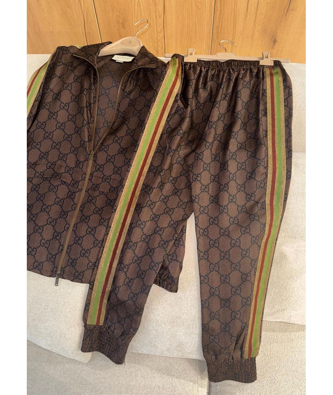 GUCCI Коричневый шелковый костюм с брюками, фото 3