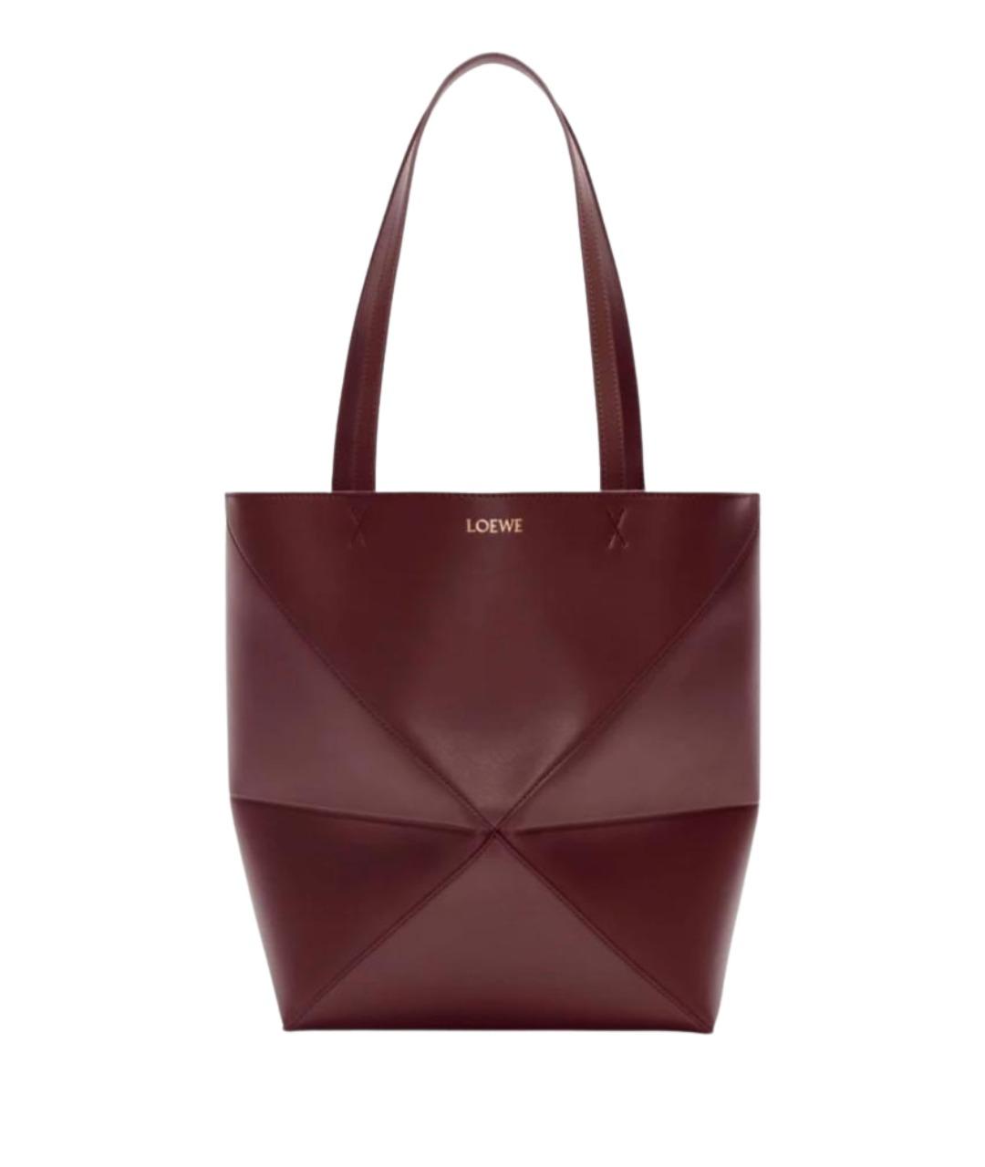 LOEWE Бордовая кожаная сумка тоут, фото 1