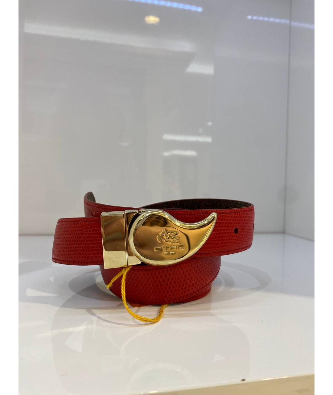 ETRO Красный кожаный ремень, фото 4