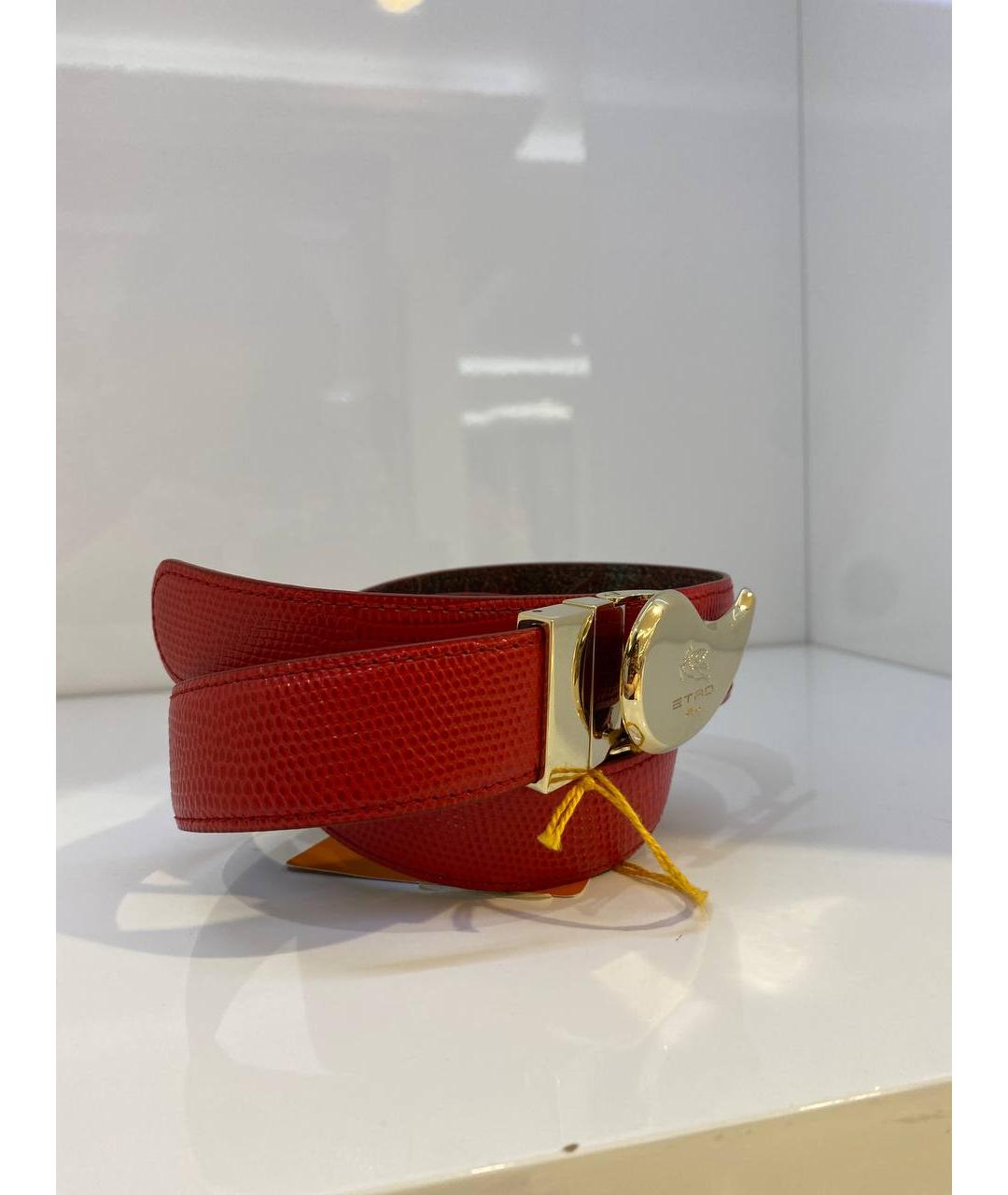 ETRO Красный кожаный ремень, фото 2