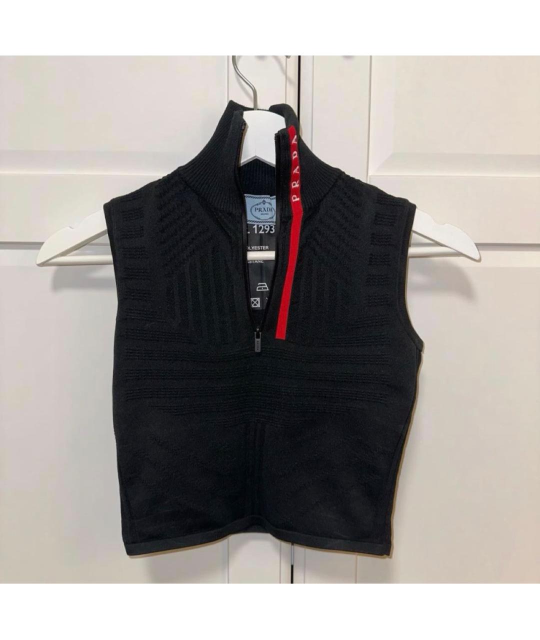 PRADA Черная полиэстеровая майка, фото 5