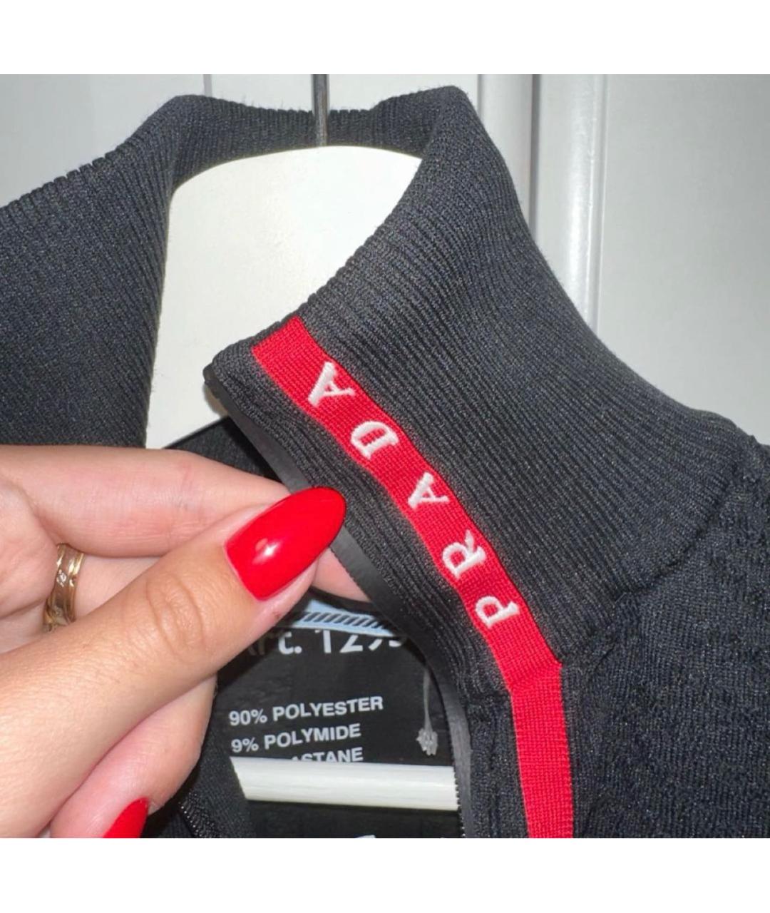 PRADA Черная полиэстеровая майка, фото 4