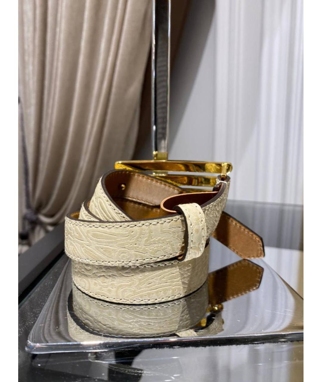 ETRO Бежевый кожаный ремень, фото 3