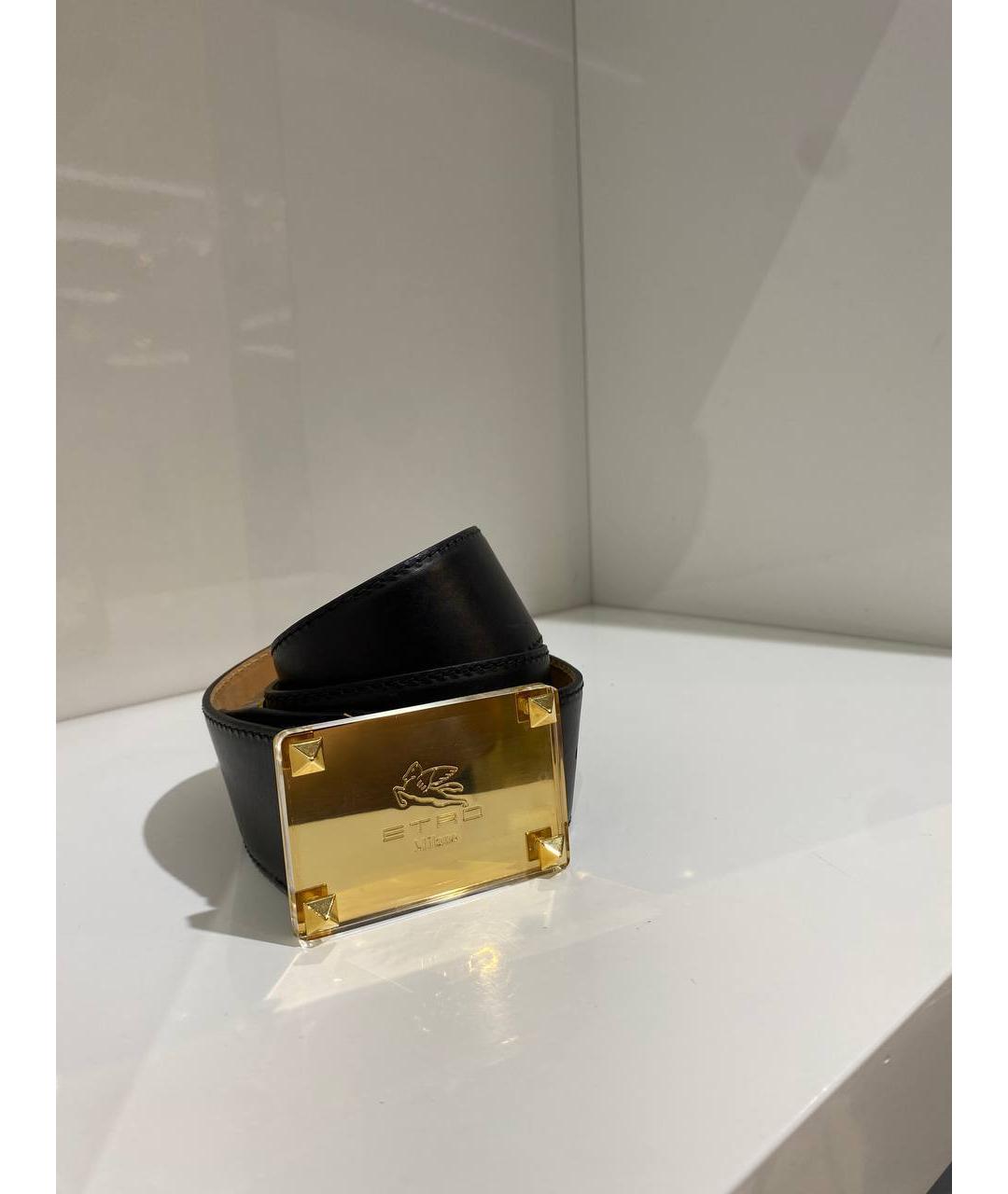 ETRO Черный кожаный ремень, фото 4