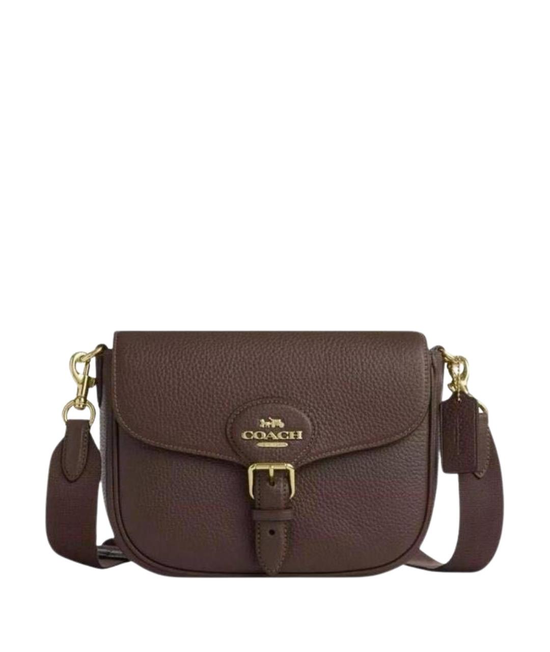 COACH Коричневая кожаная сумка через плечо, фото 1