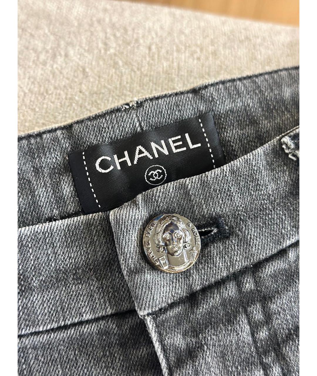 CHANEL Серые хлопковые прямые джинсы, фото 4