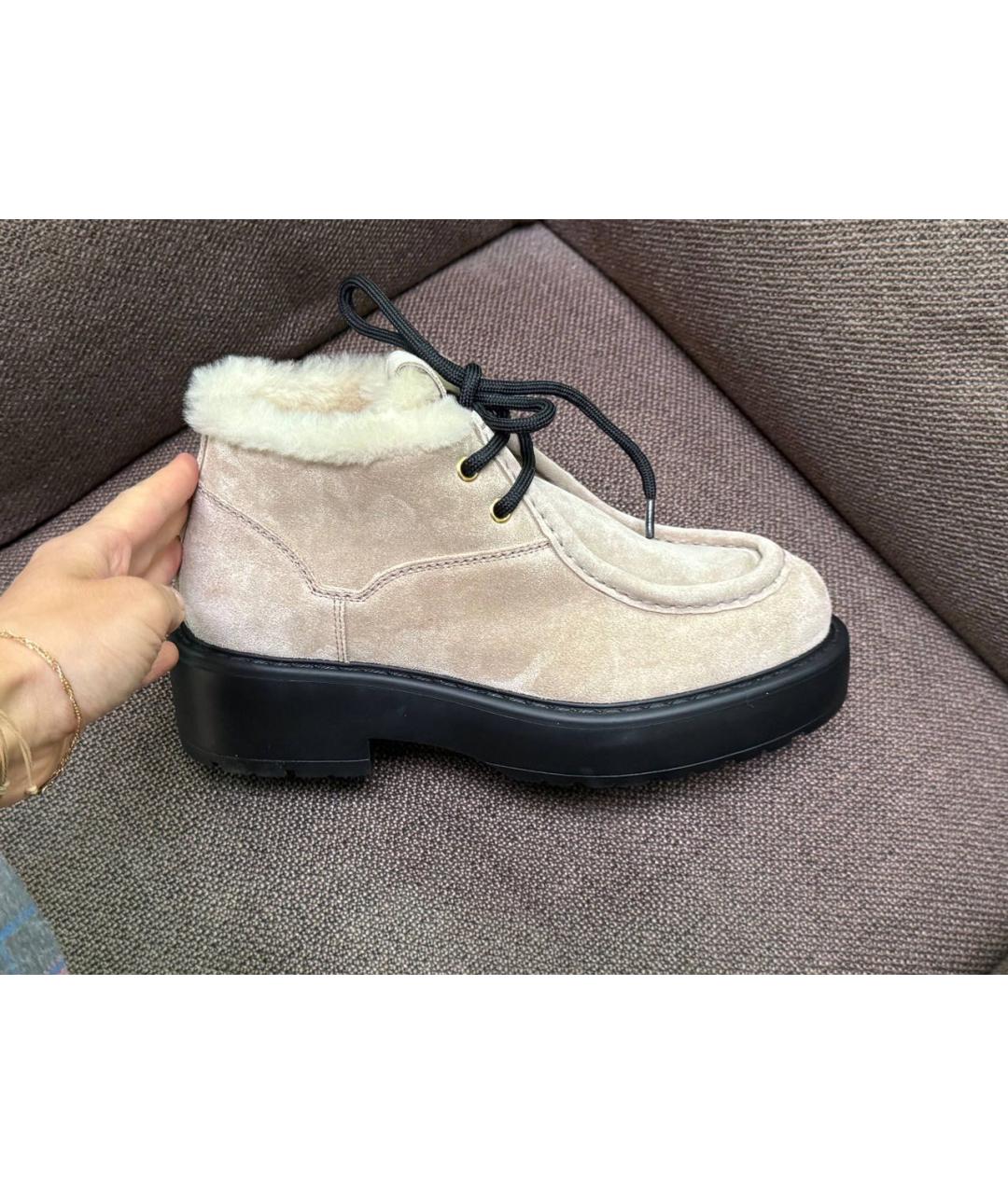 MIU MIU Бежевые замшевые ботинки, фото 7