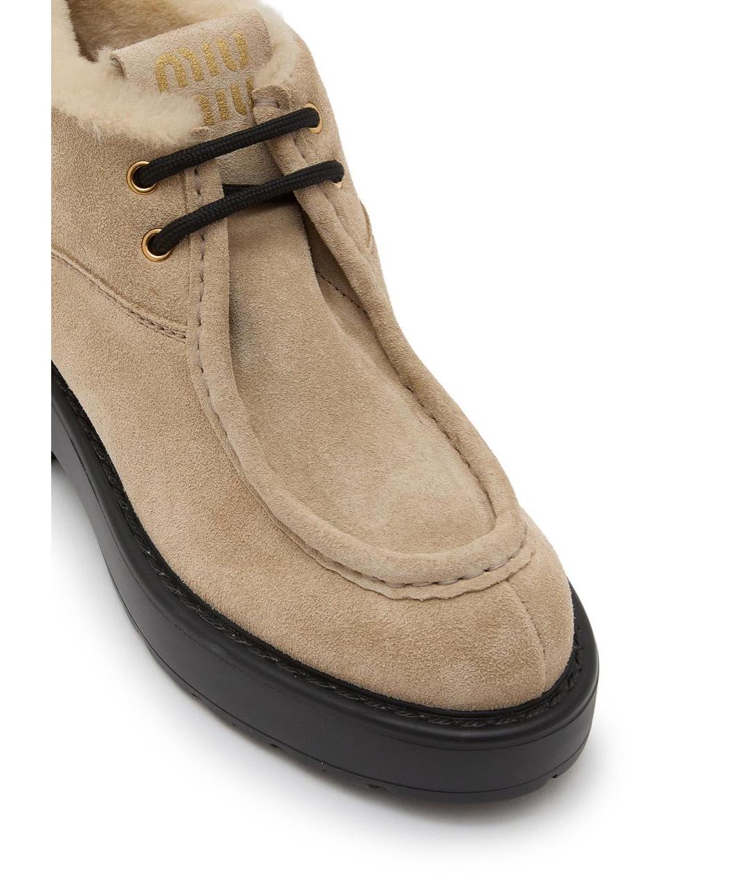 MIU MIU Бежевые замшевые ботинки, фото 4