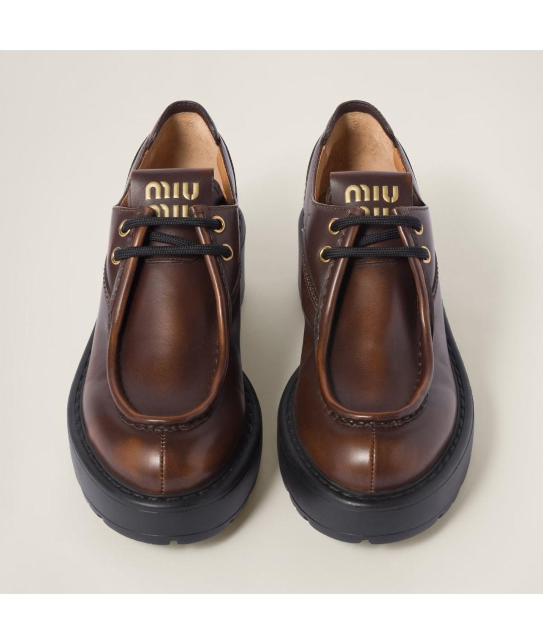 MIU MIU Коричневые кожаные брогги и оксфорды, фото 3