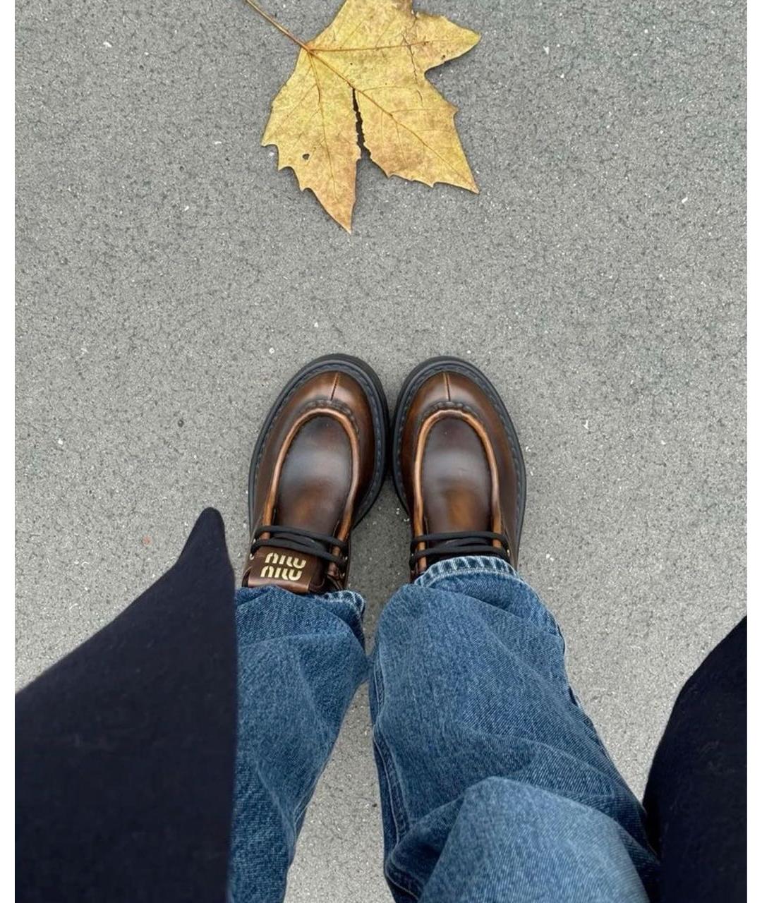 MIU MIU Коричневые кожаные брогги и оксфорды, фото 8