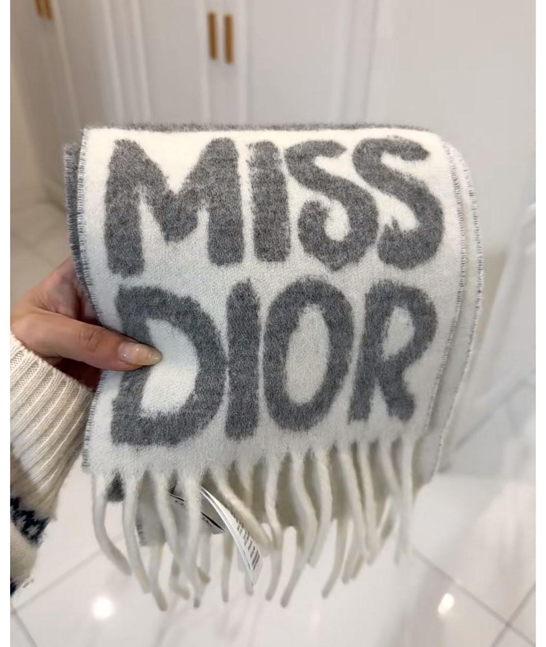 CHRISTIAN DIOR Серый кашемировый шарф, фото 2