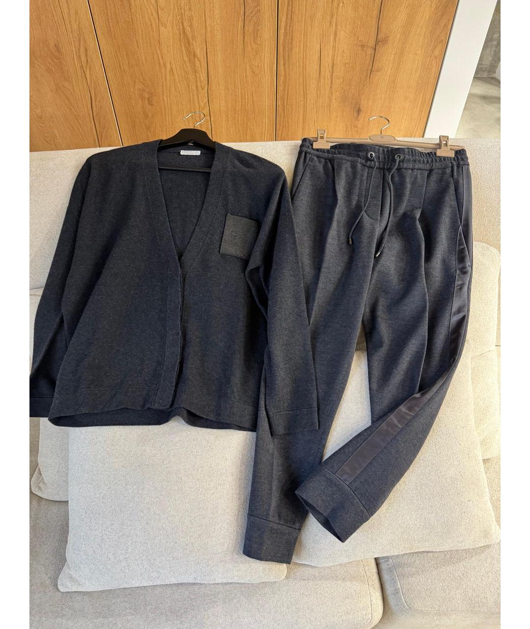 BRUNELLO CUCINELLI Серый кашемировый костюм с брюками, фото 4