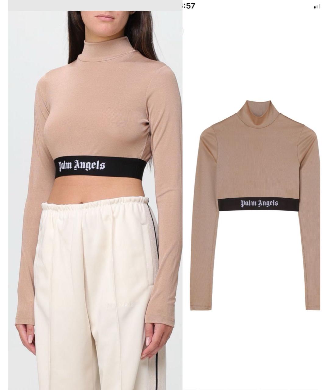 PALM ANGELS Бежевая хлопковая водолазка, фото 2