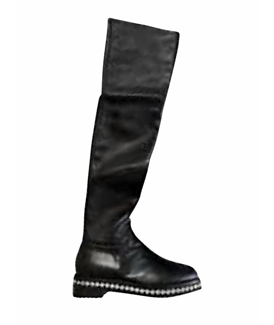 LE SILLA Черные кожаные ботфорты, фото 1